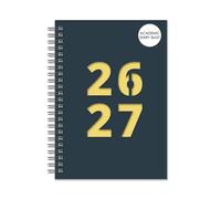 2026 2027 Academic Week To View Diary - A5 Spiral Bound Student Planner - Grey Flexible Plastic Cover & Yellow Inlay - Academic Teacher Organiser Daily Planner