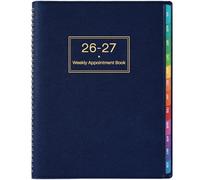 2026-2027 Appointment Book - 2026-2027 Diary, Jul 2026 - Jun 2027, A4 Week to View Appointment diary, Hourly Planner in 15-Minute Times Slots, Soft Leather Cover, 21.8 x 29 cm, Colorful Tabs