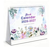 2026-2027 Desktop Calendar with European Countries Monthly Holiday View,Floral Theme Desk Calendar,Thick Cardboard Standing Flip Calendars,Desktop Calendars for School Offices and Homes