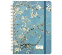 2026-2027 Diary - A5 Diary 2026-2027 Week to view from August 2026 to July 2027, Hardcover with Back Pocket, Twin-Wire Binding, Apricot Flower