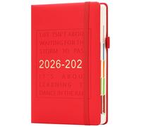2026-2027 Diary A5 Page a Day from July 2026 to June 2027,Mid Year Daily Planner with Colorful Monthly Tabs,Hardcover Academic Diary 2026-2027 with Inner Pocket,Bookmark (Red)