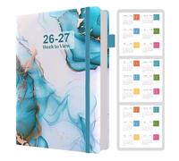 2026-2027 Diary A5 Week to View, July 2026 to June 2027, 18-Month Organiser with Calendar Stickers, Monthly Tabs, Hardcover & Banded, Pen Loop, Inner Pocket