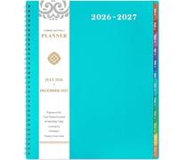 2026-2027 Monthly Planner - Planner/Calendar 2026-2027, JUL 2026 - DEC 2027, 9" x 11", 18 Month Planners with Tabs, Pocket, Label, Contacts and Passwords, Twin-Wire Binding, Blue
