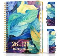 2026-2027 Planner A5 from Jul 26-Jun 27, Hardcover Agenda Planners Week to View, Daily Planner Spiral Bound, Daily Journal Organizer with Inner Pocket, Bookmark, Perfect for Home, Office, Students