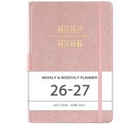2026-2027 Planner - Academic Planner 2026-2027, 26-27 Planner Weekly and Monthly, 5.75" x 8.25", Jul. 2026 - Jun. 2027, Saffiano Leather with Thick Paper, Hardcover, Pen Holder, Back Pocket with Notes