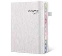 2026-2027 Planner Weekly and Monthly, Jul 2026 - Jun 2027, A5 Linen Cover Calendar Planner 2026-2027, Agenda Book with Colorful Monthly Tabs, Inner Pocket (5.8" x 8.3", Beige)
