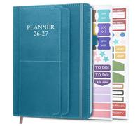 2026-2027 Planner - Weekly & Monthly Planner Runs from January 2026 to June 2027, 5.8" x 8.25", 18 Month Planners, 14 Notes Pages, Inner Pocket, PU Leather Hard Cover, Teal Monthly Planners 2026-2027