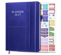 2026-2027 Planner - Weekly & Monthly Planner Runs from January 2026 to June 2027, 5.8" x 8.25", 18 Month Planners, 14 Notes Pages, Inner Pocket, PU Leather Hard Cover, Blue Monthly Planners 2026-2027