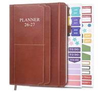 2026-2027 Planner - Weekly & Monthly Planner Runs from July 2026 to Dec 2027, 5.8" x 8.25", 18 Month Planners, 14 Notes Pages, Inner Pocket, PU Leather Hard Cover, Brown Monthly Planners 2026-2027