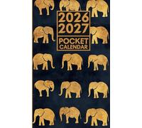 2026-2027 Pocket Calendar for Purse with Elephants pattern cover: 2 Year Pocket Planner January 2025 - December 2026