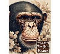2026-2027 Two Planner: Chimpanzee Ape Monkey Animal themed Cover Design 2 Page Spreads With Monthly Calendar Grids 24 Month Organizer Diary