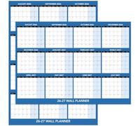 2026 2027 Wall Planner A1 Laminated, Large 84cm x 60cm Reversible Erasable Wall Calendar From August 2026 to July 2027 Academic Planner, Folded, Horizontal/Vertical, Blue