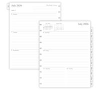 2026-2027 Weekly Planner Refills for 11-Discbound Notebooks, Jul 2026 to Jun 2027, Monthly Tabs, 11-Disc Punches, Letter Size, 8-1/2" x 11"