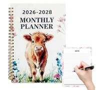 2026-2028 Cow Pattern Diary - Livestock Pattern Plan 21 x 14 cm | Highland Cow Dairy | Monthly Calendar Planner | 3 Year Diary for Teacher, Students, Collar