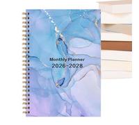 2026-2028 Monthly Diary - Long Term Diary - Navy Blue Plain 36 Laminated Notes & Notes, Double O Bound for School Academics and a