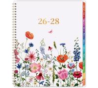 2026-2028 Monthly Planner- 3 Year Planner 2026-2028, Jan. 2026 - Dec. 2028, 3 Year Calendar 2026-2027-2028 monthly planner, 9" x 11", 36 Month Calendar with Colourful Tabs + Back Pocket - Flowers