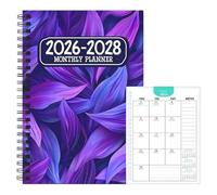 2026-2028 Monthly Planner - Goal Setting Notebook,Schedule Spiral Notebook | for Work Scheduling Daily Tasks Students Professionals Teachers Executives Home School Office Meetings