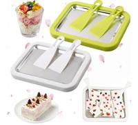 2026 2Pack Upgraded Rolled Ice Cream Maker Kit - Food-Grade Stainless Steel Tray with 4 Scrapers, Portable DIY Ice Cream Maker for Home, Family & Parties-green (white+green)