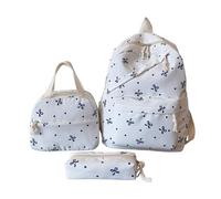 2026 3 Pieces Bowknot Backpack Cute Preppy Backpack for Girls with Lunch Box Pencil Case Back to School Girlish Aesthetic Daypack College Bookbag Small, White, standard size, Traditional Backpacks