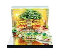 2026 3D Paper Sculpture Calendar with LED Light, Creative Tear-off Art Memo Pad, Whimsical Desktop Ornament, Unique Gift for Christmas, Birthday & Office Decor (Green Treehouse)