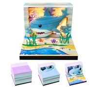 2026 3D Paper Sculpture Calendar with LED Light, Creative Tear-off Art Memo Pad, Whimsical Desktop Ornament, Unique Gift for Christmas, Birthday & Office Decor (Shark)