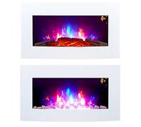 2026 71.8CM WIDE TRUFLAME 7 COLOUR WHITE CURVED GLASS LED WALL MOUNTED ELECTRIC FIRE WITH PEBBLE EFFECT!
