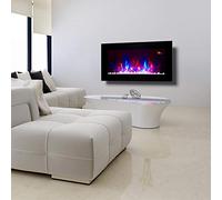 2026 90.8cm Wide TruFlame Wall Mounted Flat Black Glass Electric Fire with Pebble and Log Effect
