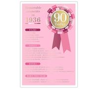 2026 90th Female Birthday Card - 1936 Was A Special Year - Age 90 Pink 9x6