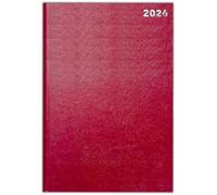 2026 A4 2 Page Per Day Appointment Diary - Hardback Office Diary (Red)