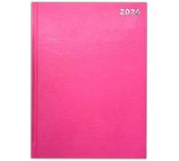 2026 A4 / A5 / A6 Diary Day to Page or Week to View Desk Diary Hard Back Casebound Back Cover (Pink, A5 Dap)
