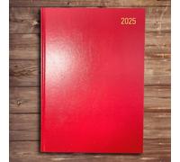 2026 A4 Daily Diary - One Page Per Day incl. Sat & Sun, Maroon/Red Hardcover Planner w/ 2026 Year Overview, Notes, Contacts, Monthly Tabs & More - Large Appointment Book for Office, School, Home