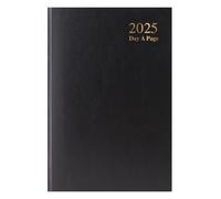 2026 A4 Day a Page Diary Full Year Hardback Organiser Casebound Planner - Black