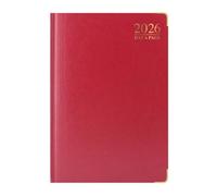 2026 A4 Day A Page Luxury Diary Padded Front Hardback Cover Gilt Edges Premium Planner with Full Pages Including Weekends (Burgundy)