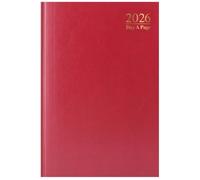 2026 A4 Diary Day a Page - Full Saturday & Sunday Pages - Classic Hardback Cover Casebound Planner Organiser - Red