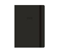 2026 A4 Diary Week Day A Page - Black Soft Faux Leather Cover Elastic Closure - 2026 Daily Planner Business Work Study Travel Organiser