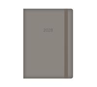 2026 A4 Diary Week Day A Page - Grey Soft Faux Leather Cover Elastic Closure - 2026 Daily Planner Business Work Study Travel Organiser