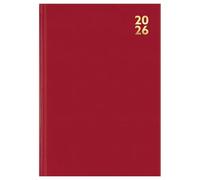 2026 A4 Diary Week Day Per Page - Red Appointment Book Hourly Slots - Hardback Business Daily Planner Organiser - Office Desk Home