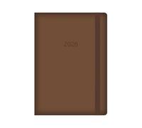 2026 A4 Diary Week To View - Brown Padded Soft Faux Leather Cover Case Bound Elastic Closure - 2026 Year Planner Business Work Study Travel Organiser