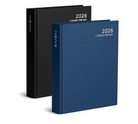 2026 A4 Hardcover 2 Pages Per Day Diary Classic Planner Appointment Office Desk Diaries Dairy (Blue)