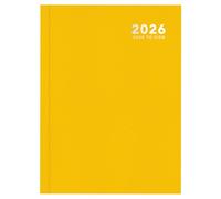2026 A4 Pastel Week To View Diary - WTV Bright Coloured Diaries - Full Year Hardback Casebound Planner - for Home Office School & Work (Yellow)