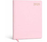 2026 A4 Weekly Diary - Light Pink Hardcover Planner | Week to View 12 Month Organiser | Professional Work & Study Planner | UK Bank Holidays | Ribbon Marker | Jan 2026-Mar 2027