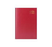 2026 A5 Appointment Diary Day Per Page - Red Hardback Daily Planner 30 Min Slots - Business Organiser Work Office Desk Home