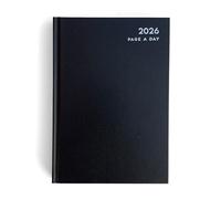 2026 A5 Daily Diary - One Page Per Day incl. Sat & Sun, Black Hardcover Planner w/ 2026 Year Overview, Notes, Contacts, Monthly Tabs & More - Large Appointment Book for Office, School, Home