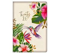 2026 A5 Day a Page Diary - Appointment Times & Monthly Index Tabs - Floral Hummingbird Hardback Casebound Planner Personal Organiser (Hummingbird)