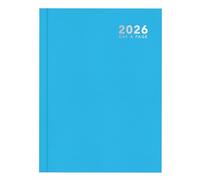 2026 A5 Day a Page Diary - Full Year Hardback Casebound Planner - for Home Office School & Work (Bright Blue)