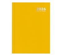 2026 A5 Day a Page Diary - Full Year Hardback Casebound Planner - for Home Office School & Work (Bright Yellow)