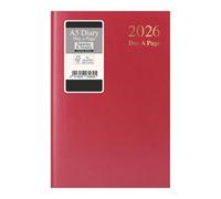 2026 A5 Day-to-Page Diary by 1ABOVE - Premium Hardcover Daily Planner with Full Pages for Saturday & Sunday, Ribbon Marker, Yearly Overview - Ideal for Office, Home, Appointments & Business (RED)