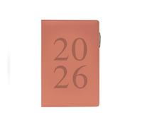 2026 A5 Diary Day to Page - Pastel Pink Faux Leather Appointment Book Planner - Lightweight Compact Portable Organiser Notebook - Student Work Travel Diary Gift