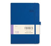 2026 A5 Diary Page a Day - Forbes from Tangible Stationery Co. Ltd - Daily with Appointments - Ribbon Marker - Elastic Closure - Document Storage Pocket - Blue