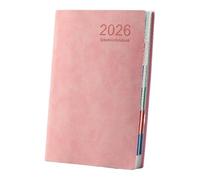 2026 A5 Diary - Soft PU Day-Per-Page Planner | Monthly Index Tabs, Ribbon Marker, Notes on Every Page | Weekend Shared Page | Personal Info, Monthly Planner & Useful Reference Pages - Pink